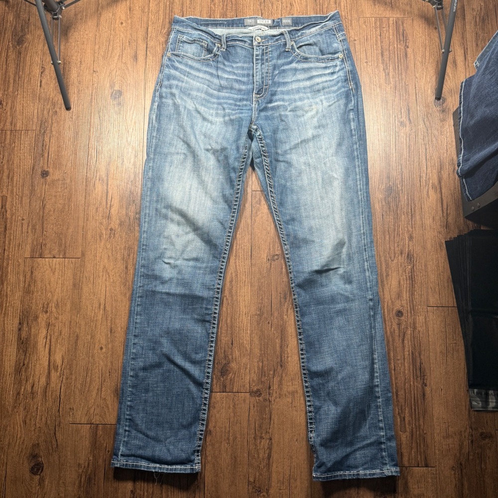 BKE Tyler Straight Leg Jeans Men 38XXL 38x38 Blue Medium Wash Stretch Denim Fade